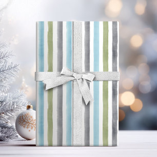 Papier Cadeau Eau nautique rustique rayures plage mariage