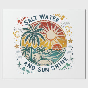 Papier Cadeau Eau salée et soleil brillant plage tropicale vinta