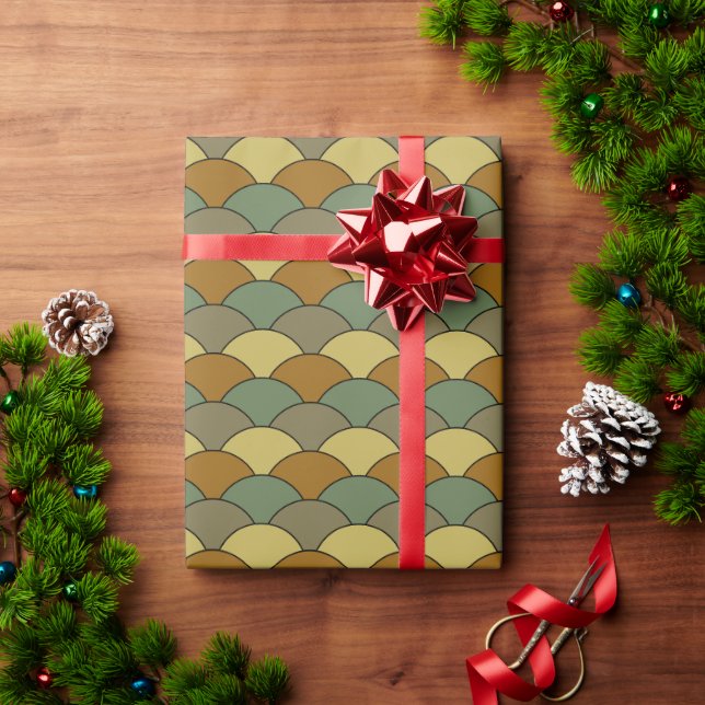 Papier Cadeau Écailles de dragon, éventails, vagues, Seigaiha, c (Cadeau de vacances)