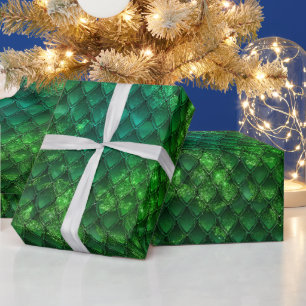 Papier Cadeau Écailles de dragon vert foncé