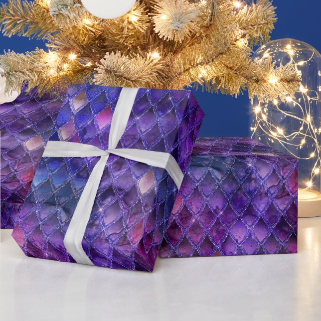 Papier Cadeau Écailles de dragon violet (Vacances)