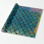 Papier Cadeau Écailles de poisson sirène glamour sarcelle violet<br><div class="desc">papier d'emballage personnalisé</div>