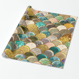 Papier Cadeau Écailles de Sirène Multi Couleurs Paillettes Glamo