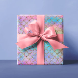 Papier Cadeau Écailles de sirène pastel dragonne couleur vive