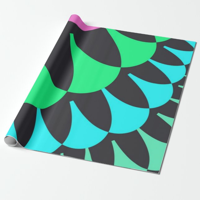 Papier Cadeau Écales bleu clair et vert (Déroulé)