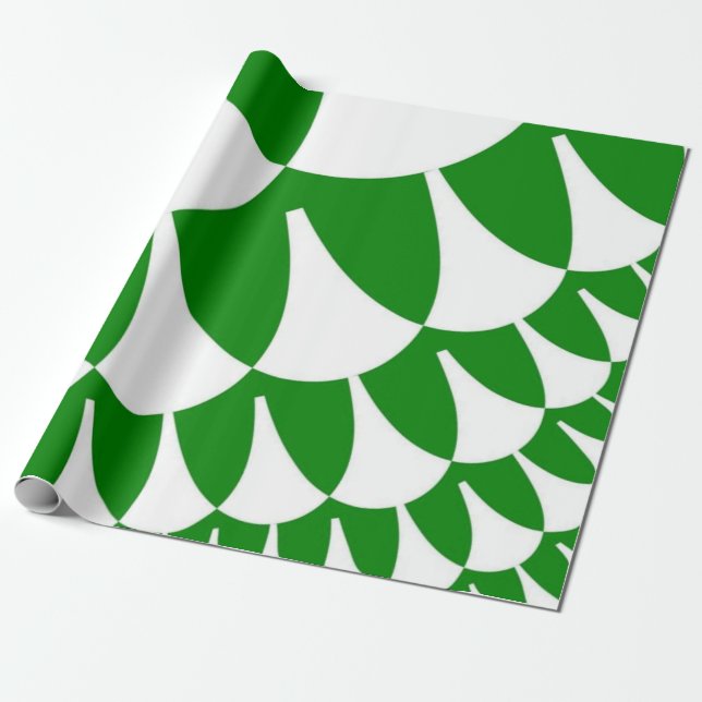 Papier Cadeau Écales vertes et blanches (Déroulé)
