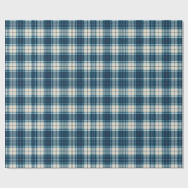 Papier Cadeau Écharpe à carreaux indigo classique (Plat)