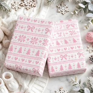 Papier Cadeau Écharpe en tricot rose pour cadeau de Baby Shower