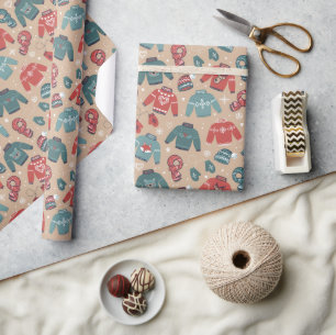 Papier Cadeau Écharpes, chapeaux, gants et mitaines d'hiver conf