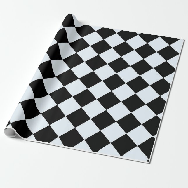 Papier Cadeau Échecs à damiers à damiers motif noir et blanc (Déroulé)