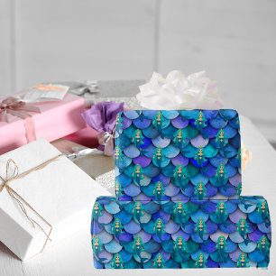 Papier Cadeau Échelle de sirène bleu pourpre