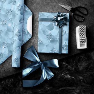 Papier Cadeau Échelle de verre de sirène Dusty Ice Blue Sheen