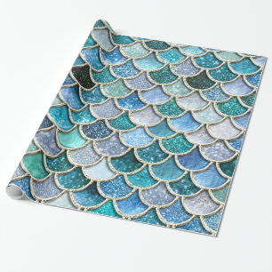 Papier Cadeau Échelles argentées de sirène de parties