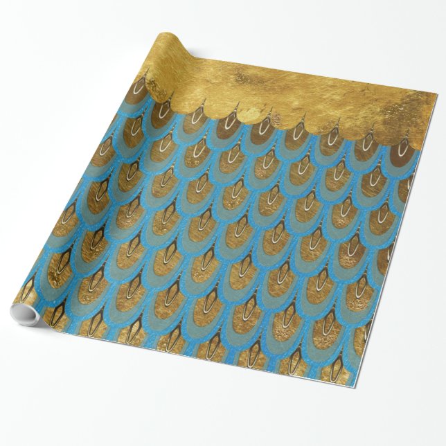 Papier Cadeau Echelles de Parties scintillant de sirène Gold Shi (Déroulé)