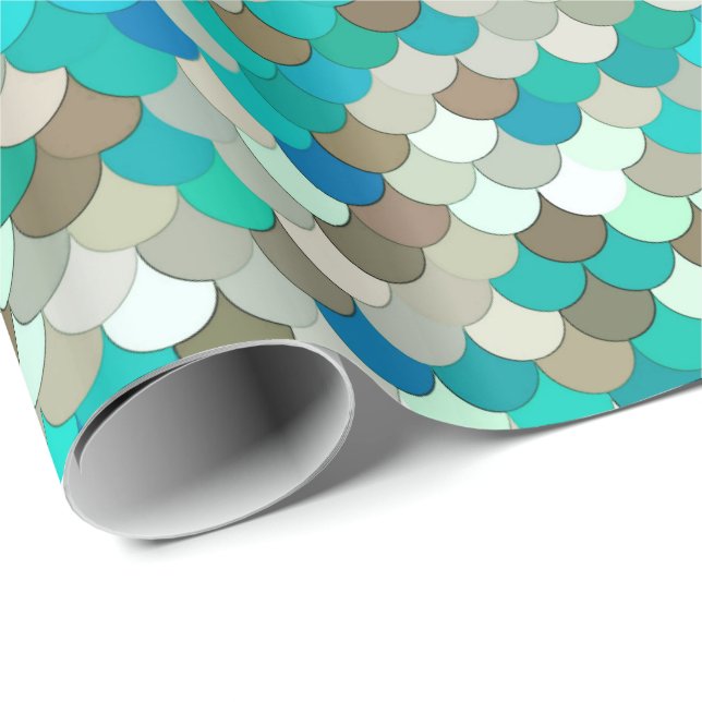 Papier Cadeau Échelles, turquoise, Aqua, Taupe, et crème de (Coin rond)