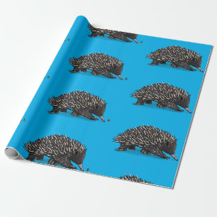 Papier Cadeau Echidna mignonne avec illustration lunaire d'abeil
