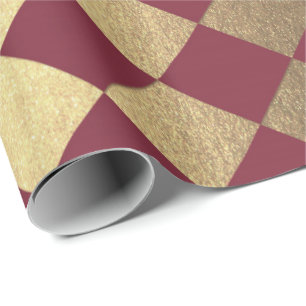 Papier Cadeau Échiquier carré métallique marron de Bourgogne