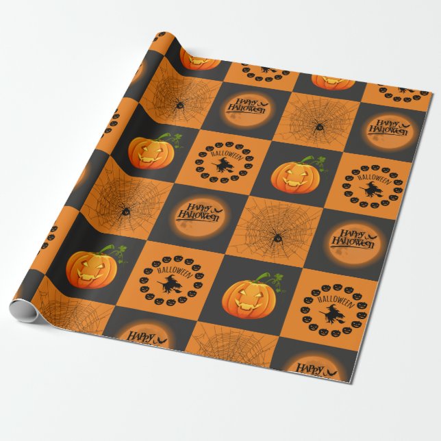 Papier Cadeau Échiquier d'Halloween (Déroulé)