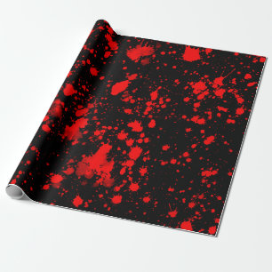 Papier Cadeau Éclaboussure artistique de peinture noire rouge co