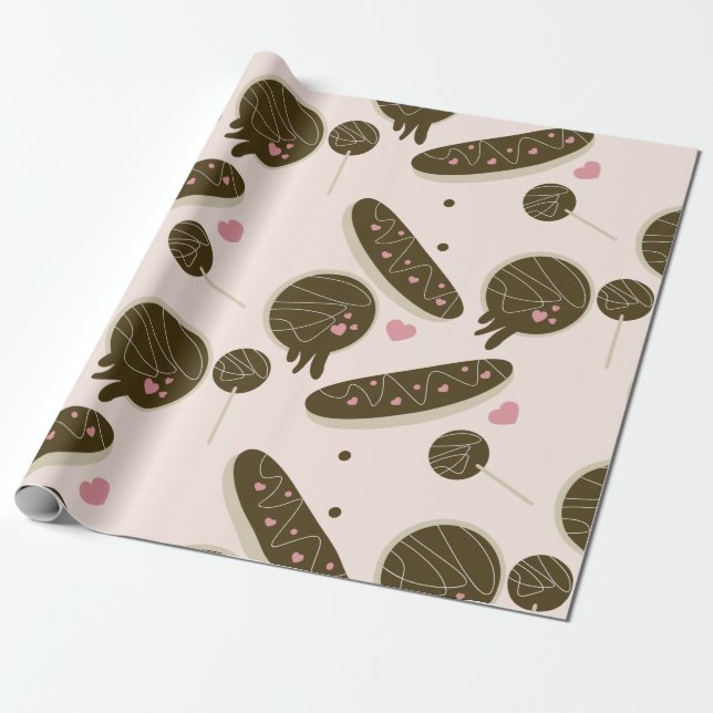 Papier Cadeau Eclair Donuts Cake Pops Saint Valentin (Déroulé)