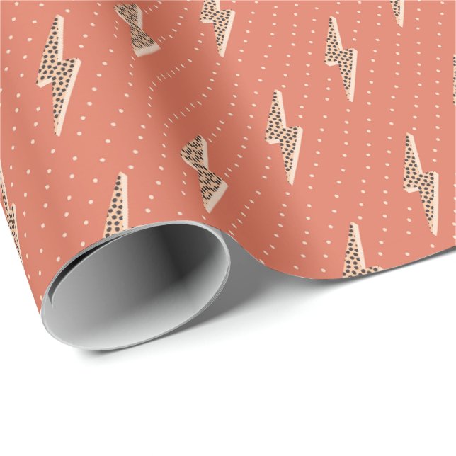 Papier Cadeau Éclair rose tendre  (Coin rond)