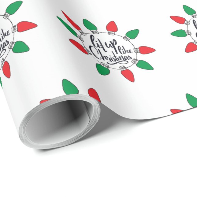 Papier Cadeau Éclairage comme Noël Art Citations de Noël Graphiq (Coin rond)
