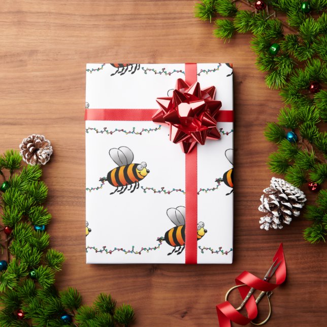 Papier Cadeau Éclairage de Noël Bumble Bee Motif Enveloppement P (Cadeau de vacances)
