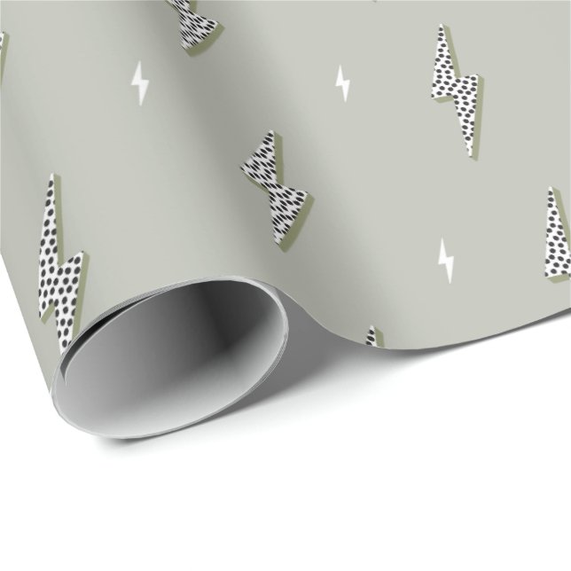 Papier Cadeau Éclairage vert kaki simple électrique foudre (Coin rond)
