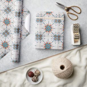 Papier Cadeau Éclatement Stellaire Atomique Rétro Moderne du Mil