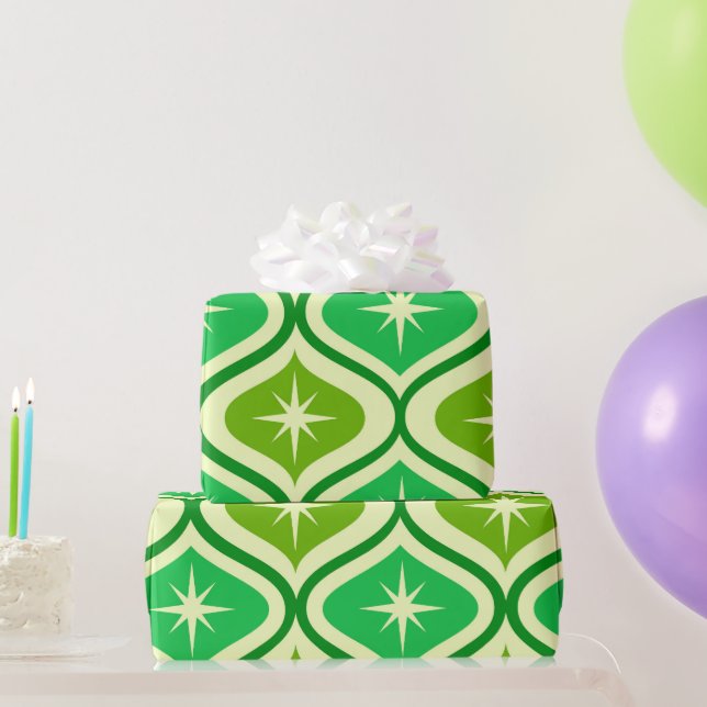 Papier Cadeau Éclats Atomiques de Style Milieu de Siècle sur Oge (Cadeaux de fête)