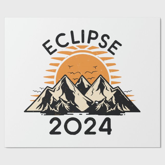 Papier Cadeau Éclipse solaire totale 2024 (Plat)