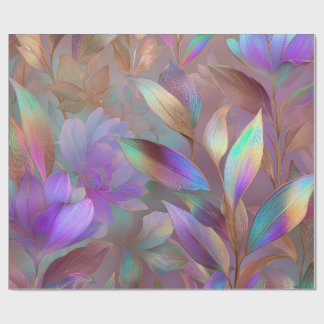 Papier Cadeau Éco-futurisme Fleurs tropicales bioluminescentes