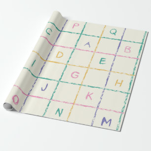 Papier Cadeau École Crayon damier à carreaux avec alphabet 