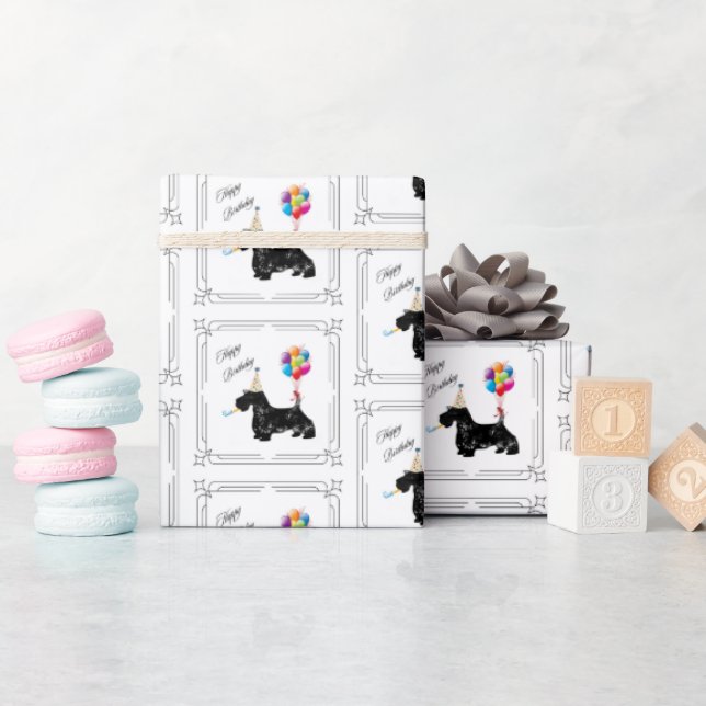 Papier Cadeau Ecosse Terrier Anniversaire (Baby Shower)