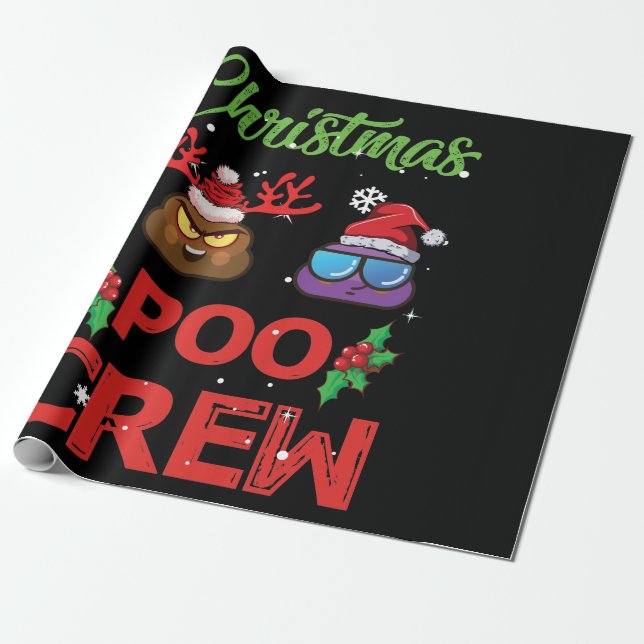 Papier Cadeau Écran de Noël Poop de Noël Emoji (Déroulé)