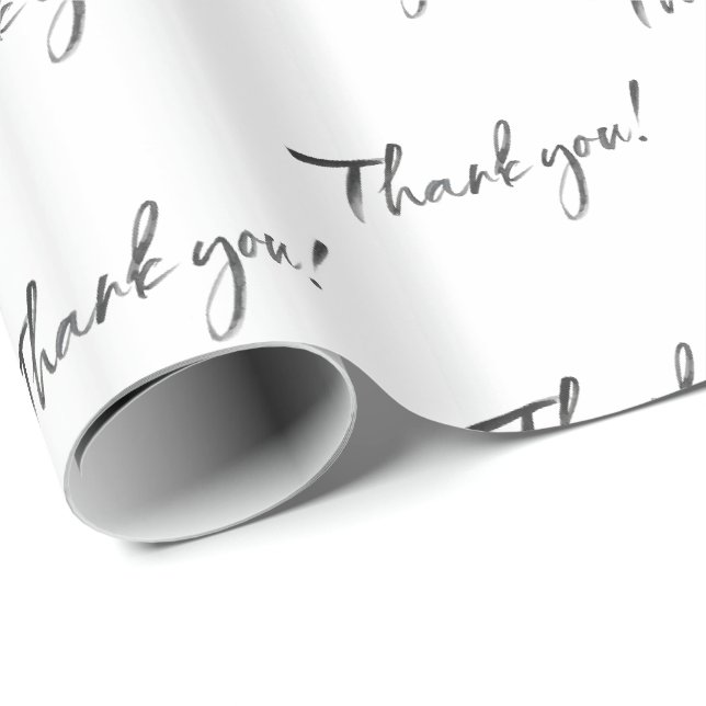PAPIER CADEAU ÉCRITURE CALLIGRAPHIE À L'ENCRE NOIRE MERCI MODERN (Coin rond)