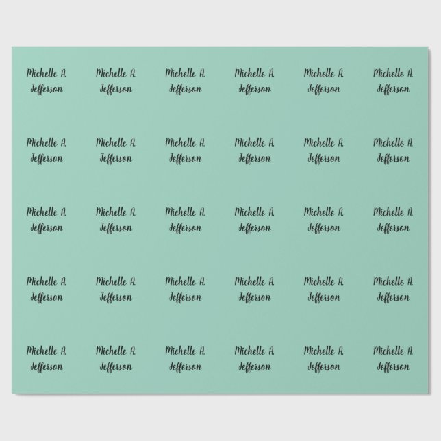 Papier Cadeau Écriture créative tendance sarcelle légère Nom (Plat)