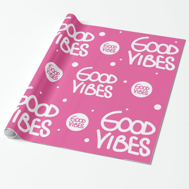 Papier Cadeau Écriture manuscrite Good Vibes (Choisissez Votre P (Déroulé)