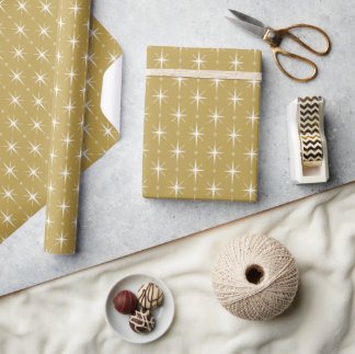 Papier Cadeau Écriture manuscrite moderne Etoiles Motif Gold Hol