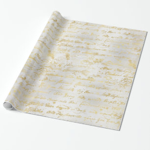 Papier Cadeau Écriture manuscrite Silver Old Gold