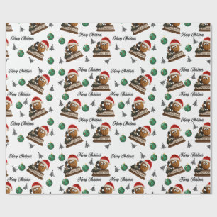 Papier Cadeau Écrou Antique avec Motif de Noël de Téléphone Rétr