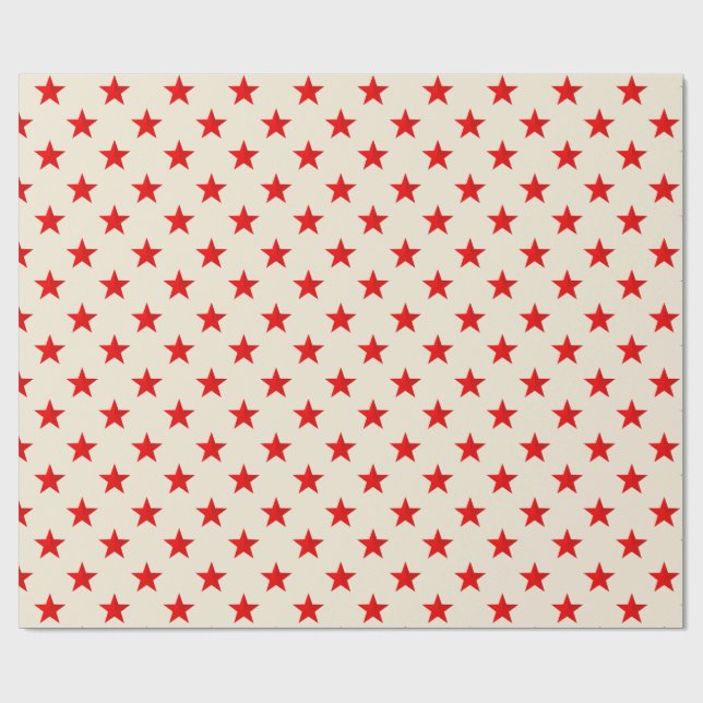 Papier Cadeau Ecru Bright Red Stars (Plat)