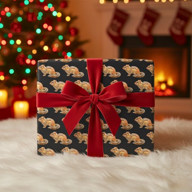 Papier cadeau écureuil adorable (Adorable Chipmunk Gift Wrap)