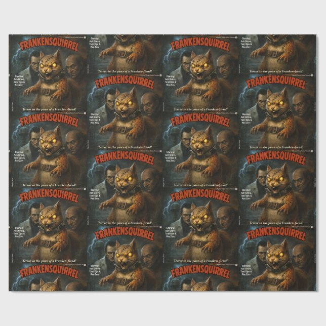 Papier Cadeau Écureuil de Frankenstein (Plat)