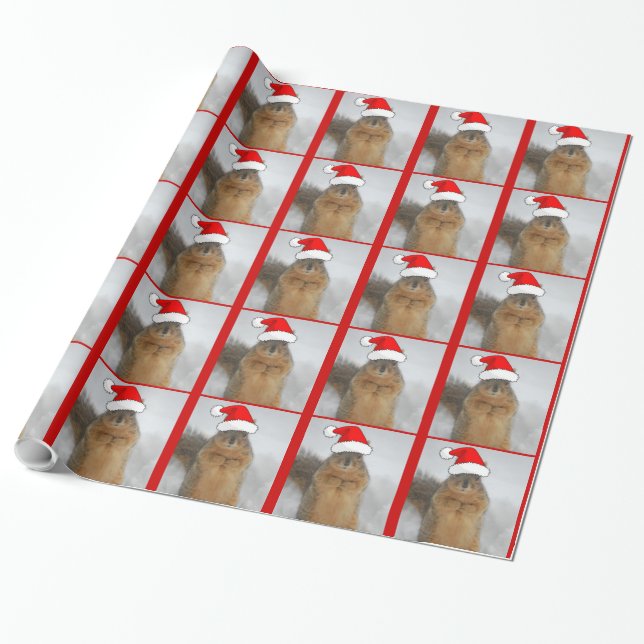 Papier Cadeau Écureuil de Noël (Déroulé)
