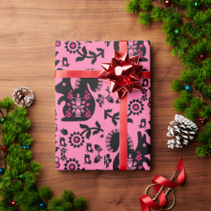 Papier Cadeau Écureuil Nordic Scandinave Folk Art