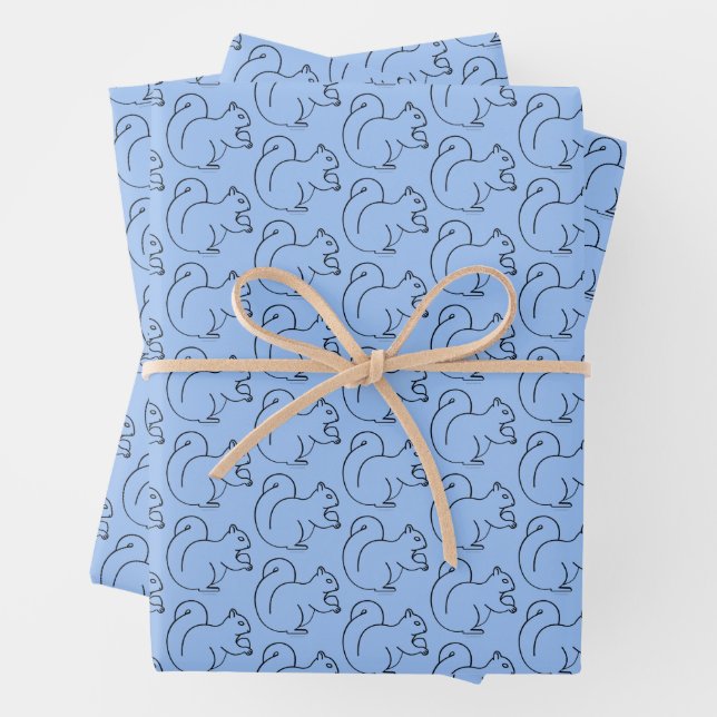 Papier Cadeau Écureuil Pervenche au Charme Fantais (En situation)