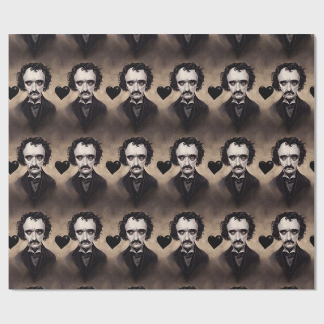 Papier Cadeau Edgar Allan Poe Goth Valentine's Day Wrappin Paper (Plat)