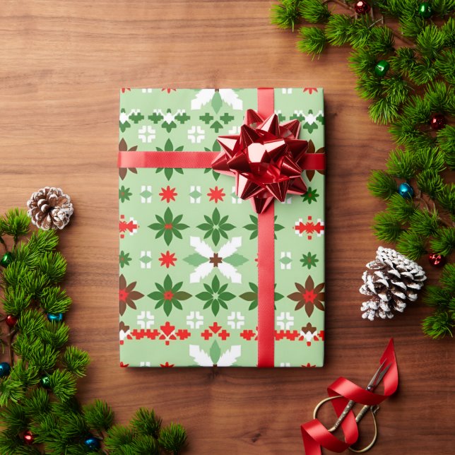 Papier Cadeau Édition 4 de Noël de Fair Isle scandinave (Cadeau de vacances)