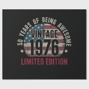 Papier Cadeau Édition limitée 50 ans 1976 50e anniversaire Vinta